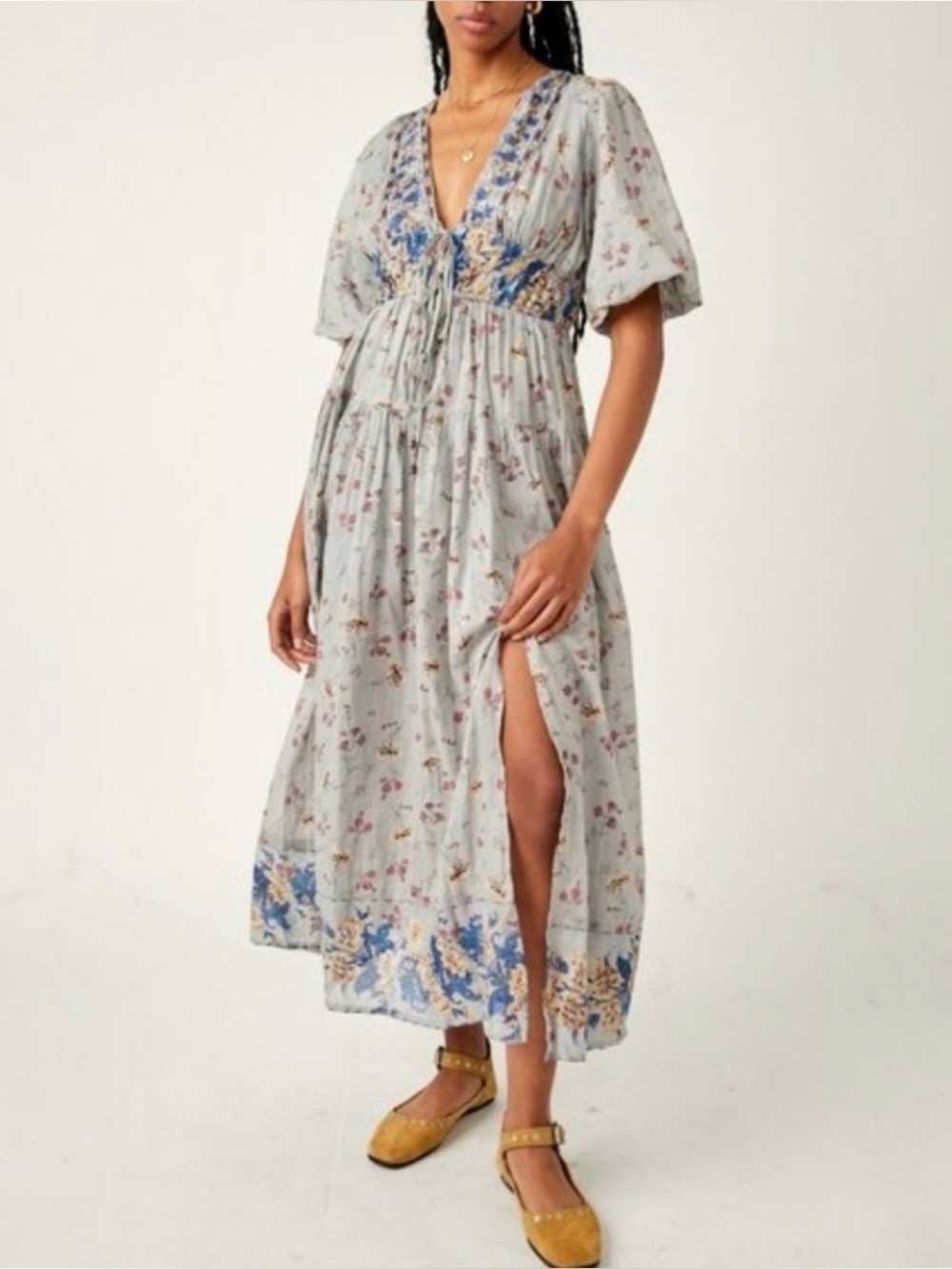 Free people Lysette Maxi Dress in Blue Large